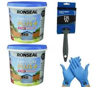 DRW X2 One Coat Shed & Fence Protector Cornflower 5L UV Protection + Free 4" Fence Paint Brush & Nitrile Gloves | Long-Lasting Weatherproof Wood Protection | One Coat Formula for Sheds and Fences
