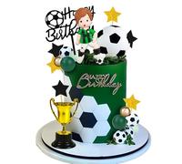 DRWATE Soccer Cake Topper Decorations - Soccer Player Clay Figurine Decorations For Green Birthday Party Football Sport Party Supplies (Style 01)