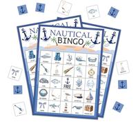 DRWJPAT Nautical Bingo Game，Happy Easter Party Games for Adults, Cute Bunny Bingo Game Cards for Large Group Family Friends Activities, Spring Holiday Party Decor Supplies, 01