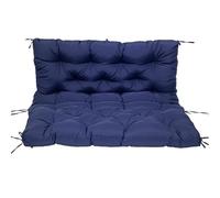 DRXRD Outdoor Swing Cushions,Waterproof Bench Cushion with Backrest, 2-3 Seater Replacement Thickened Swing Cushion,with High Elasticity Memory Foam and Ties navy blue 150 * 100 * 10cm