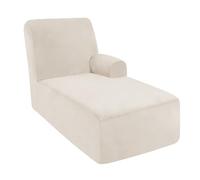 DRXRD Single Arm Chaise Lounge Cover - Chaise Chair Slipcover - Lounge Sofa Cover - Soft Velvet Slipcovers - 1-Piece Form Fit Chase Covers white Right