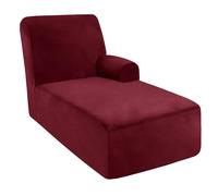 DRXRD Single Arm Chaise Lounge Cover - Chaise Chair Slipcover - Lounge Sofa Cover - Soft Velvet Slipcovers - 1-Piece Form Fit Chase Covers wine red Right