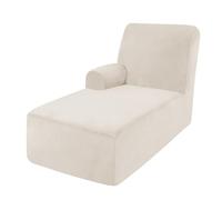 DRXRD Single Arm Chaise Lounge Cover - Chaise Chair Slipcover - Lounge Sofa Cover - Soft Velvet Slipcovers - 1-Piece Form Fit Chase Covers beige Right