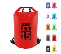 Dry Bag 15L, Boat Dry Bags Red Waterproof Bag Dry Sack Roll Top Long Adjustable Shoulder Strap 2L/5L/10L/20L/30L/40L for Drifting Boating Kayaking Fishing Rafting Swimming Camping Canoeing Surfing