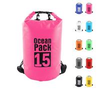 Dry Bag 15L,Boat Dry Bags Rose Red Waterproof Bag Dry Sack Roll Top Long Adjustable Shoulder Strap 2L/5L/10L/20L/30L/40L for Drifting Boating Kayaking Fishing Rafting Swimming Camping Canoeing Surfing