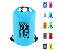 Dry Bag 15L,Boat Dry Bags Sky Blue Waterproof Bag Dry Sack Roll Top Long Adjustable Shoulder Strap 2L/5L/10L/20L/30L/40L for Drifting Boating Kayaking Fishing Rafting Swimming Camping Canoeing Surfing