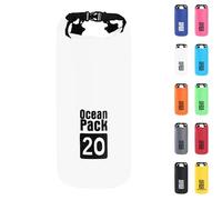 Dry Bag 20L, Boat Dry Bags White Waterproof Bag Dry Sack Roll Top Long Adjustable Shoulder Strap 2L/5L/10L/20L/30L/40L for Drifting Boating Kayaking Fishing Rafting Swimming Camping Canoeing Surfing