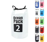Dry Bag 2L, Boat Dry Bags White Waterproof Bag Dry Sack Roll Top Long Adjustable Shoulder Strap 2L/5L/10L/20L/30L/40L for Drifting Boating Kayaking Fishing Rafting Swimming Camping Canoeing Surfing