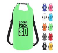 Dry Bag 30L, Boat Dry Bags Green Waterproof Bag Dry Sack Roll Top Long Adjustable Shoulder Strap 2L/5L/10L/20L/30L/40L for Drifting Boating Kayaking Fishing Rafting Swimming Camping Canoeing Surfing