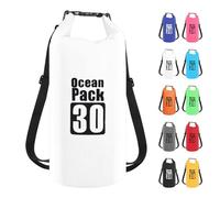 Dry Bag 30L, Boat Dry Bags White Waterproof Bag Dry Sack Roll Top Long Adjustable Shoulder Strap 2L/5L/10L/20L/30L/40L for Drifting Boating Kayaking Fishing Rafting Swimming Camping Canoeing Surfing