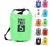 Dry Bag 5L, Boat Dry Bags Green Waterproof Bag Dry Sack Roll Top Long Adjustable Shoulder Strap 2L/5L/10L/20L/30L/40L for Drifting Boating Kayaking Fishing Rafting Swimming Camping Canoeing Surfing