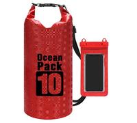 Dry Bag Waterproof - Heavy Duty Roll Top Sack, Lightweight Floating Storage Bag | Durable PVC Construction Adjustable Shoulder Strap, Safe Outdoor Packing Solution for Kayaking Hiking Travel, red, 説明を