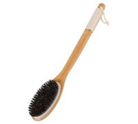 Dry Body Brush for Exfoliation, Long Handle Body Scrub Brush for Back, Natural Bristle Shower Brush for Lymphatic Drainage, Wet & Dry Brushing for Skin, 46cm Wooden Brush for Bath or Shower (A)