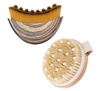 Dry Brushing Body Brush Lymphatic Drainage Brush, Face Brush for Contouring & Detox, Exfoliating for Massage, Remove Dead Skin and Cellulite (Wood Color Set 2)