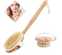Dry Brushing Body Brush with Anti Slip Long Handle - Exfoliating Brush Natural Bristle Bath Brush for Removing Dead Skin, Back Scrubber for Dry Wet Showering Exfoliator (Large)