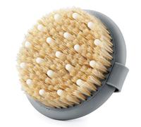 Dry Brushing Body Massage Brush - Natural Boar Bristle Exfoliating Scrubber with Massage Nodes for Lymphatic Drainage, Blood Circulation, Cellulite Improving Skin Health for Women Men Elderly(Grey)