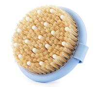 Dry Brushing Body Massage Brush - Natural Boar Bristle Exfoliating Scrubber with Massage Nodes for Lymphatic Drainage, Blood Circulation, Cellulite Improving Skin Health for Women Men Elderly(Blue)