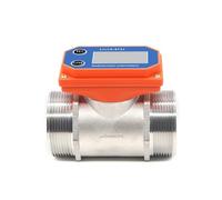 Dry Cell Digital Display Flowmeter Stainless Steel LCD Electronic Flow Meter Thread Flow Sensor Water For Farm/Garden Irrigation(DN25,Male thread)