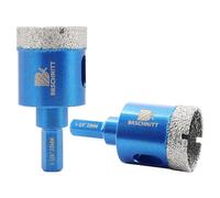 Dry Diamond Core Drill Bit Set,BRSCHNITT 2pcs 32mm Diamond Hole Saw Core Drill Bit with Hex Shank for Porcelain Tile Ceramic Stone Granite Marble