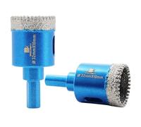 Dry Diamond Core Drill Bit Set,BRSCHNITT 2pcs 32mmDiamond Hole Saw Core Drill Bit with Triangle Shank for Porcelain Tile Ceramic Stone Granite Marble
