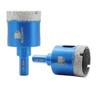Dry Diamond Core Drill Bit Set,BRSCHNITT 2pcs 35mm Diamond Hole Saw Core Drill Bit with Hex Shank for Porcelain Tile Ceramic Stone Granite Marble