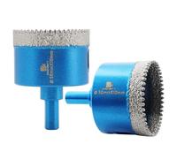 Dry Diamond Core Drill Bit Set,BRSCHNITT 2pcs 50mm Diamond Hole Saw Core Drill Bit with Triangle Shank for Porcelain Tile Ceramic Stone Granite Marble