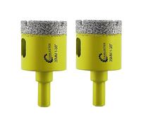 Dry Diamond Core Drill Bits - 2pcs 35mm SANLEETEK Hole Saw with Triangle Shank for Ceramic Porcelain Tile Granite Marble Quartz Stoneware
