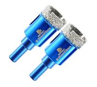 Dry Diamond Drill Bit Set,BRSCHNITT 2pcs/pack 25mm Diamond Hole Saw Core Drill Bit with Round Shank for Porcelain Tile Ceramic Stone Granite Marble,Round Shank Dry Drilling