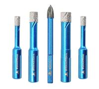 Dry Diamond Drill Bit Set,BRSCHNITT 5pcs 1/4,5/16,3/8 inch Masonry Drill Bits with Triangle Shank for Porcelain Tile Ceramic Stone Granite Marble,Dry Drilling Diamond Core Drill Bit Kit