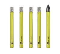 Dry Diamond Drill Bits Set - 4pcs 6mm Hole Saw and 1pc 6mm Carbide Drill with Round Shank for Marble Granite Ceramic Porcelain Tile Quartz SANLEETEK