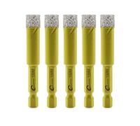 Dry Diamond Drill Bits Set - 5pcs 10mm SANLEETEK Hole Saw Kit with Quick Change Hex Shank for Marble Granite Ceramic Porcelain Tile Stoneware Quartz