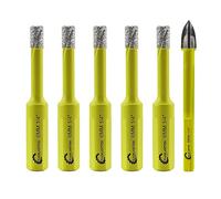 Dry Diamond Drill Bits Set - 5pcs 6mm SANLEETEK Hole Saw Kit and 1pc 6mm Carbide Drill with Triangle Shank for Ceramic Porcelain Tile Granite Marble Quartz Stoneware