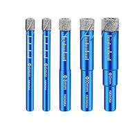 Dry Diamond Drill Bits Set 5PCS Professional Grade High Performance for Granite Ceramic Marble Tile Stone Glass Diamond Coating Brazed Diamond Material 1/4 5/16 3/8 1/2 Inch