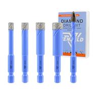 Dry Diamond Drill Bits Set - 6/8/10/12mm 4Pcs Tile Hole Saw Kit and 1Pc 6mm Carbide Drill Bit for Ceramic Porcelain Tile Marble Granite - Quick Change Hex Shank with Storage Case