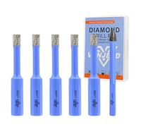 Dry Diamond Drill Bits Set - 6mm 5Pcs Tile Hole Saw Kit and 1Pc 6mm Carbide Drill Bit for Ceramic Porcelain Tile Marble Granite - Triangle Shank with Storage Case