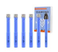 Dry Diamond Drill Bits Set - 8mm 5Pcs Tile Hole Saw Kit and 1Pc 8mm Carbide Drill Bit for Ceramic Porcelain Tile Marble Granite - Round Shank with Storage Case VENJELD