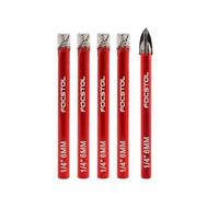 Dry Diamond Drill Bits Set - FOCSTOL 4pcs 6mm Diamond Hole Saw & 1pc 6mm Carbide Drill with Round Shank for Ceramic Porcelain Tile Marble Granite