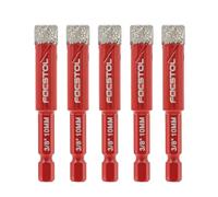 Dry Diamond Drill Bits Set - FOCSTOL 5pcs 10mm Diamond Hole Saw Kit with Quick Change Hex Shank for Ceramic Porcelain Tile Marble Granite Quartz