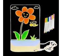 Dry Erase Acrylic Board with Light, LED Note Board with Colours, 5 x 6.7 Inch Illuminated Dry-Erase Acrylic Board, Luminous Acrylic Message Marker Board with 7 Pens for Business