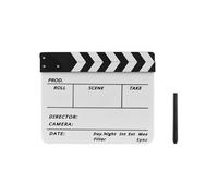 Dry Erase Acrylic Director Film Clapboard Movie TV Cut Action Scene Clapper Board Slate with Marker Pen, Color Stick, White (black & white stick)