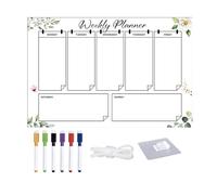 Dry Erase Board - 20cm Weekly Planner with Hanging Rope | Acrylic Reusable Whiteboard Calendar | 6 Color Markers with Hook | Wall Memo Note Board for Home, and Family Schedule