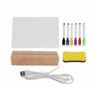 Dry Erase Board 220x150mm, Acrylic White Planning Board with LED Light Base, Reusable Schedule Board for Office School Home, Clear Writing Surface with 6 Pens and Eraser Included