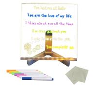 Dry Erase Board - LED Acrylic Writing Board, Glowing Message Display, Clear Acrylic Note Pad with Color LED Light Feature, Reusable Marker Memo Boards with USB Powered Base, Kids Adults Use