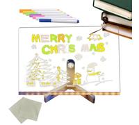 Dry Erase Board - LED Acrylic Writing Board, Glowing Message Display, Clear Acrylic Note Pad with Color LED Light Feature, Reusable Marker Memo Boards with USB Powered Base, Kids Adults Use