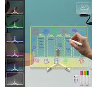 Dry Erase Board with Light Up Stand Acrylic LED Note Board Message Writing Memo Pad 7 Markers 7 Colors Change Remote Control Dimming Menu to do List for Home Office School (15"×11")