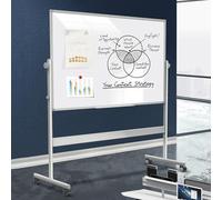 Dry Erase Board with Stand, Double Sided White Board Magnetic, Big Rolling Whiteboard on Wheels, Adjustable Height and Angle(White,90x60cm/35x24in)