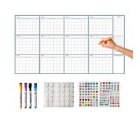 Dry Erase Calendar for Wall, 140 x 86 cm Reusable Planner with Markers and Magnetic Stickers | Monthly Calendars Erasable | For Men Women Students Work Home Ec