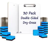 Dry Erase Clipboards Pack of 30, Durable Double-Sided 9"x12" White Clipboard with 30 Dry Erase Erasers, Dry Erase Clipboard with Low Profile Clip for School, Classroom and Home Use