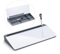 Dry Erase Desktop Glass Whiteboard, Varhomax Dry Erase Computer Desk Pad to-do List Memo Notepad for Desk Computer Keyboard Stand with Storage Caddy for Home Office and School Supplies (Gray)