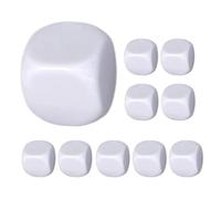 Dry Erase Dice, Empty Dice, 10 x Rounded White Acrylic Cube Blocks, White Uniform Empty Acrylic Dice for Board Games in the Classroom, Stickers, Math Counting Lessons